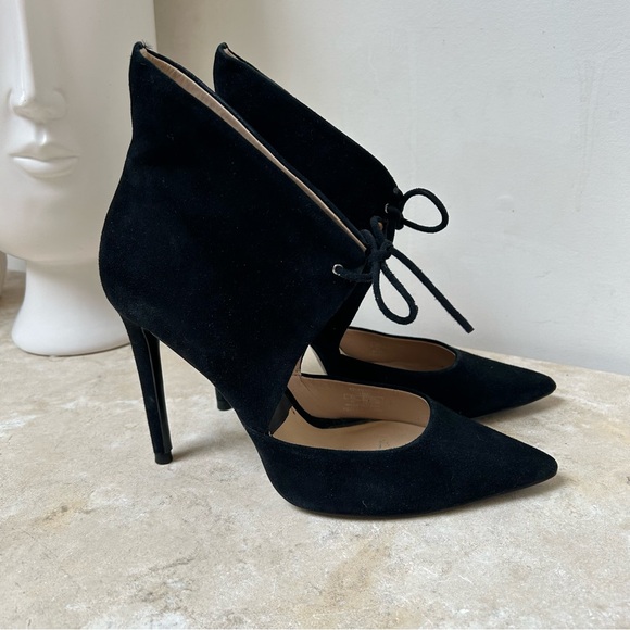 Zara Women size 40 women’s Stiletto pump ankle high black suede pump VGUC - Picture 5 of 11